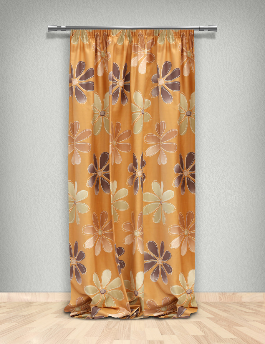 MB CURTAIN READY FIT 145x280 SPRING/03 SATIN PRINT BROWN POL.100%