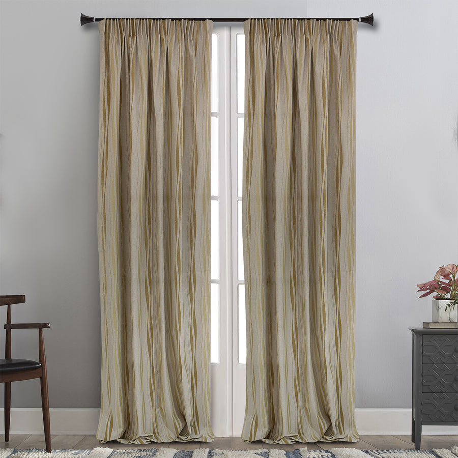 MAISON BLANCHE READY-MADE CURTAIN 145X270 RUSSIAN STRAW STRIPE GOLD Cot.75% -Pol.25%