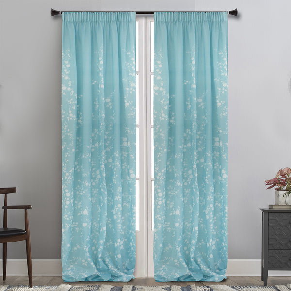 MAISON BLANCHE CURTAIN READY MADE 145X290 VOILE TURQUOISE- WHITE POL.100%