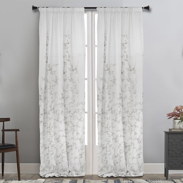 MAISON BLANCHE CURTAIN READY-MADE 145X290 VOILE WHITE-GRAY POL.100%