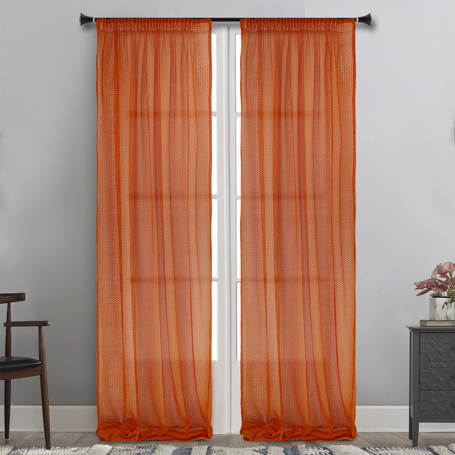 MAISON BLANCHE READY-MADE CURTAIN 145X295 ORANGE NET POL.100%