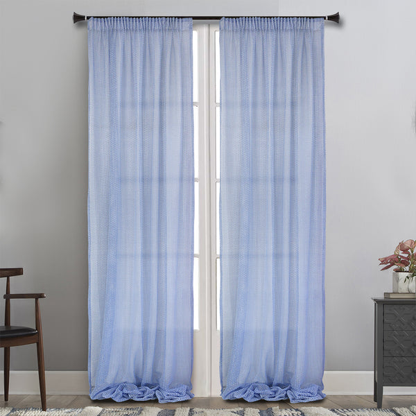 MAISON BLANCHE READY-MADE CURTAIN 145X295 NET BLUE POL.100%