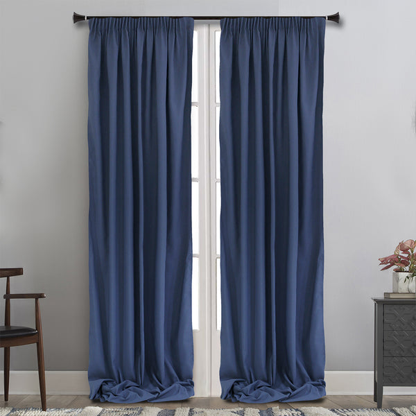 MAISON BLANCHE CURTAIN READY MADE 145X310 BLUE Pol.100%